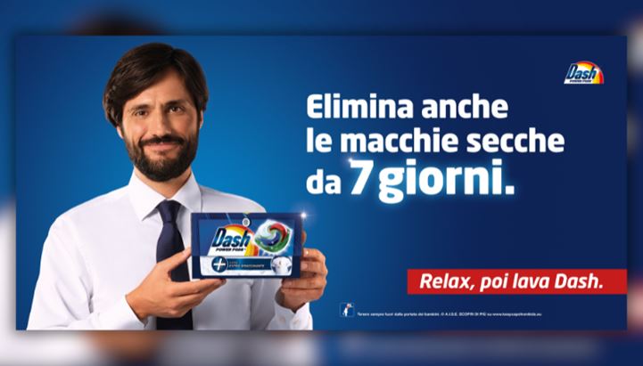 Un'immagine della nuova campagna pubblicitaria "Relax, poi lava Dash"