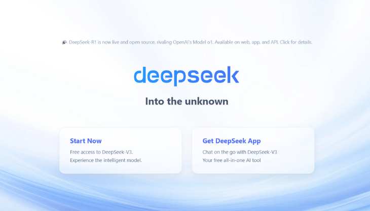La homepage di DeepSeek
