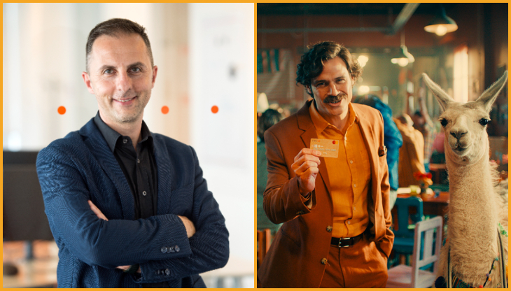 Filippo Stefanelli di ING e, a destra, un'immagine dello spot