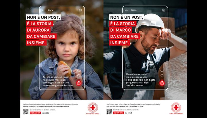 Due soggetti della campagna di Croce Rossa Italiana