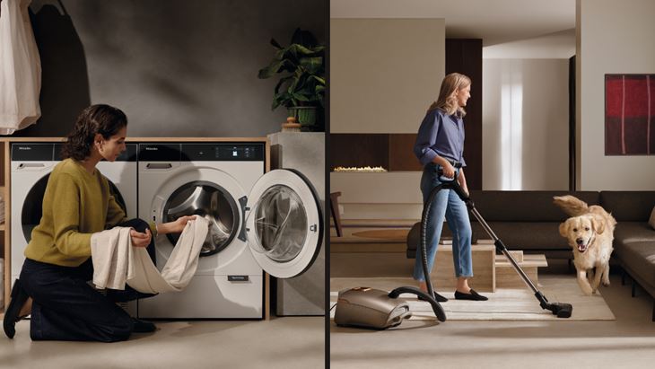 Due frame del nuovo spot “Miele una volta, Miele per sempre” dedicato al Cleaning