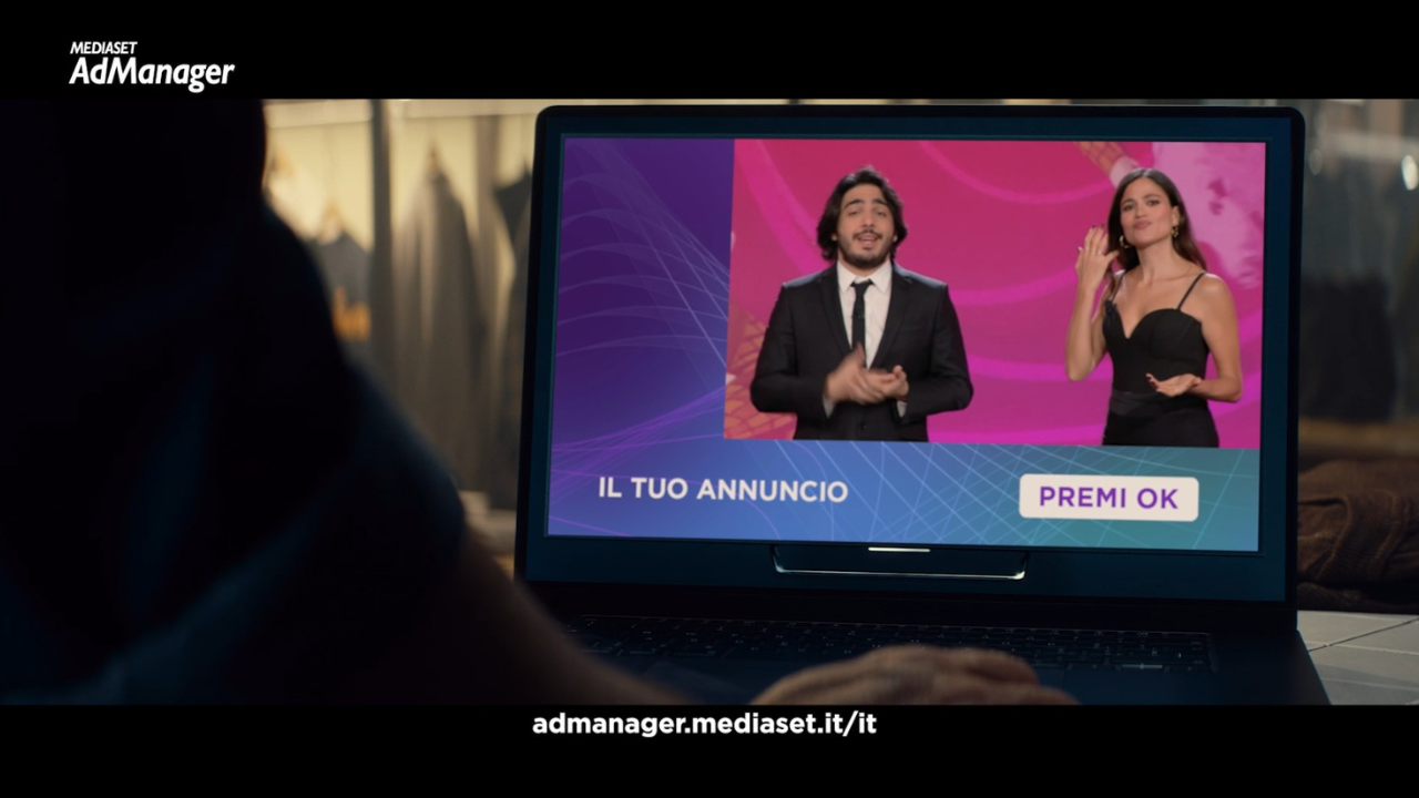 Un'immagine dallo spot dedicato al lancio del nuovo formato pubblicitario video di Mediaset AdManager