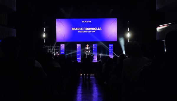 Marco Travaglia sul palco dell'Advanced Tv Conference