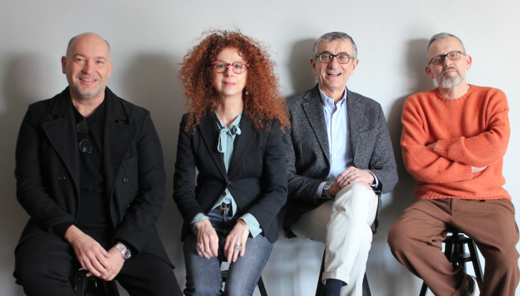 I fondatori di Menabò Group: da sinistra, Andrea Masotti, Elisa Ravaglia, Stefano Scozzoli e Gianluca Rondoni