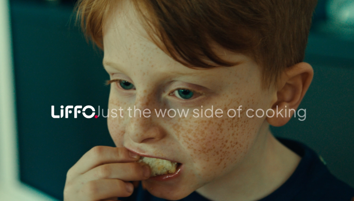 Un frame del video realizzato per il lancio di Liffo con il payoff "Just the wow side of cooking"