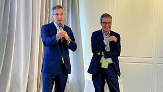 Enzo Frasio e Romolo De Camillis di NIQ in un momento della conferenza stampa che ha aperto Linkontro 2025