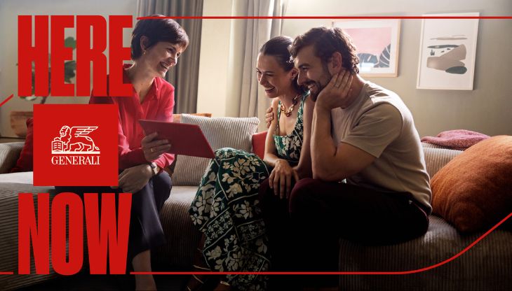 Un visual della campagna "Here. Now" di Generali