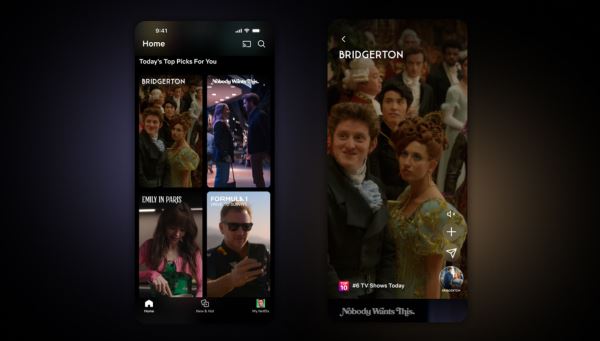 Nell'immagine, i nuovi feed verticali di Netflix