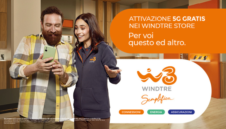 Un'immagine della campagna "5G Gratis" di WindTre
