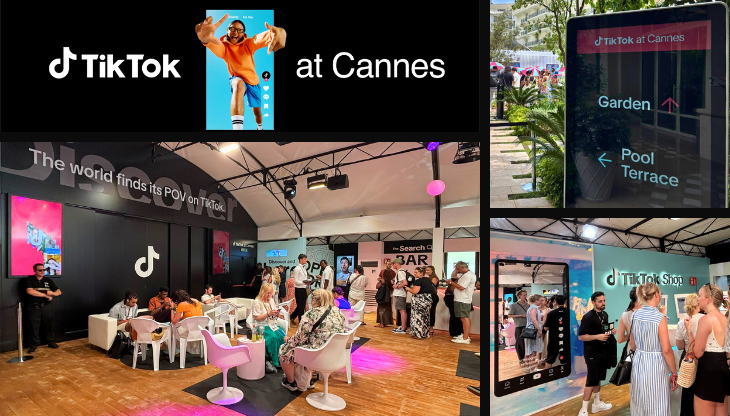 Alcune immagini degli spazi TikTok a Cannes allestiti in occasione del Festival della Creatività