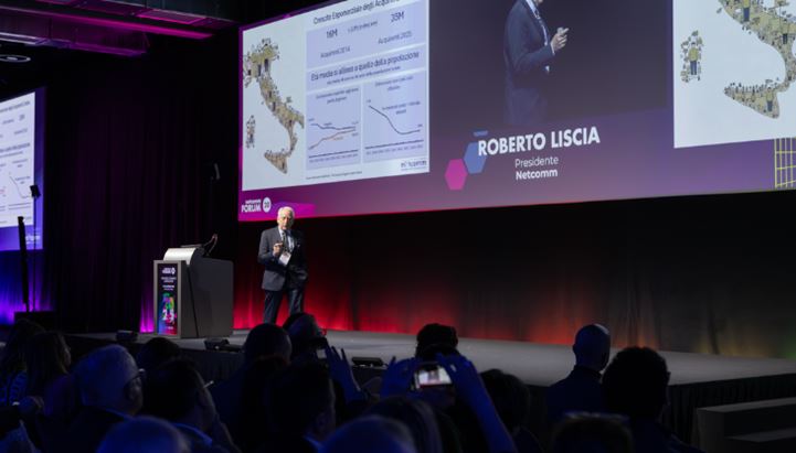 Roberto Liscia, Presidente di Netcomm, durante la plenaria del Netcomm Forum