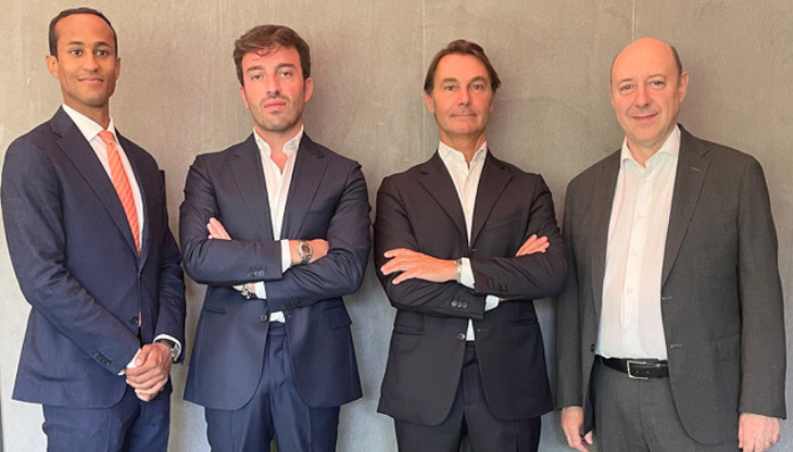 Da sinistra: Omar Uger Agiami (Harcos Capital Partners), Federico Chimenti e Filippo Ubaldini di Filmedia e Salvatore Aurelio Rubino (Harcos Capital Partners)