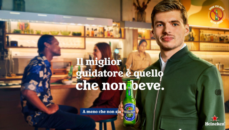 Il pilota Max Verstappen volto della campagna "When You Drive, Never Drink" di Heineken