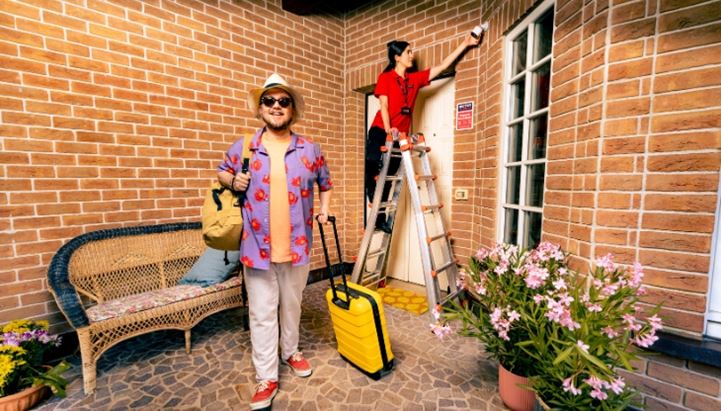 Un frame dello spot tv di Sector Alarm