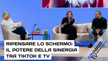 Christina Lundari sul palco di Advanced TV Conference 2026 con Livia Falcioni e Yoann Steri