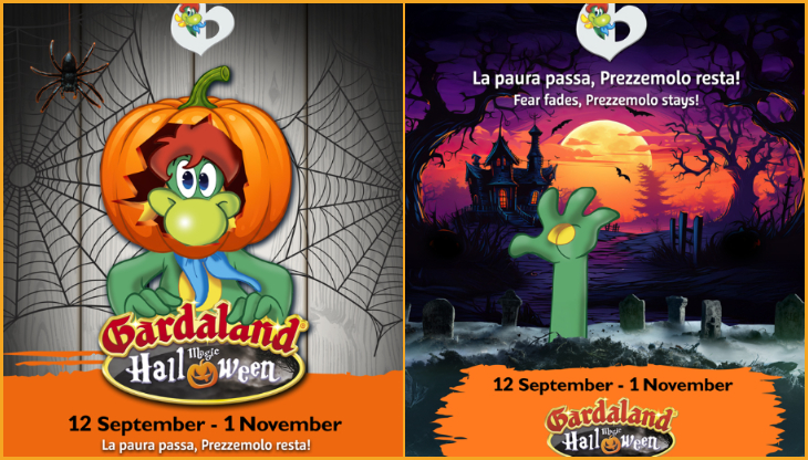 Due immagini della campagna Gardaland per Halloween