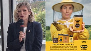 Laura Betti, responsabile marketing di Mielizia, e un soggetto della campagna