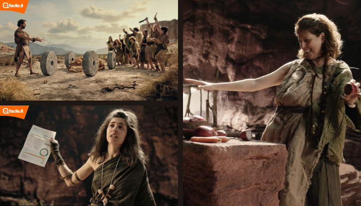Alcune immagini dai tre nuovi spot "L’Età della pietra” di Facile.it 
