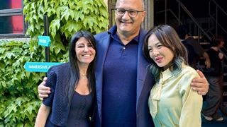 Da sinistra: Tatiana Pampalone, Gianluca Di Pietro (Ceo Hisense Italia) e Rosy Chin