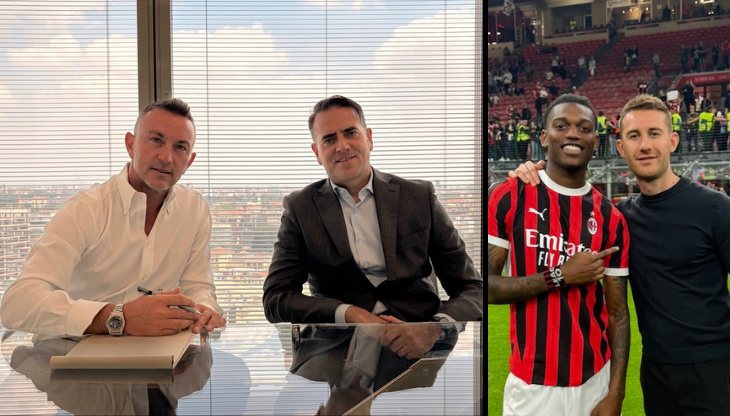 Da sx: Daniele Guggino e Massimo Giudici di CapitalAdv e Rafael Leao con Andrea Aracne di Emerge