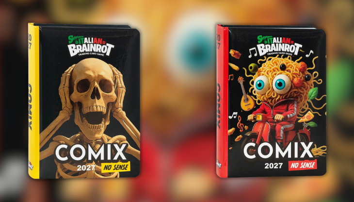 Due copertine della serie limitata dei nuovi diari Comix targati Skifidol Italian Brainrot 