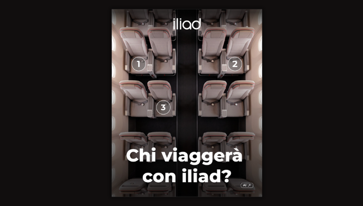 Un'immagine della creatività teaser di iliad dedicata all'offerta Top 30 Mondo