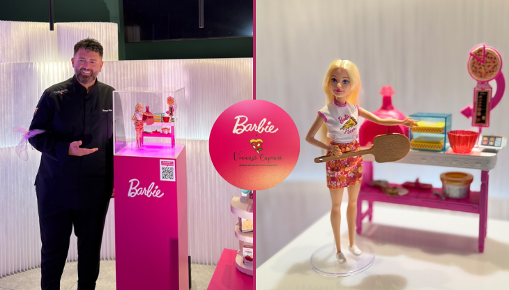 Vincenzo Capuano in un momento della presentazione del nuovo Barbie Pizza Playset