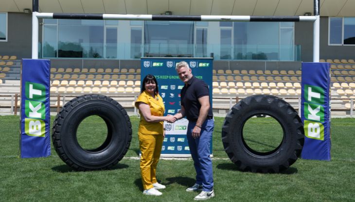 Lucia Salmaso, Managing Director di BKT Europe, e Martin Anayi, Ceo dello United Rugby Championship