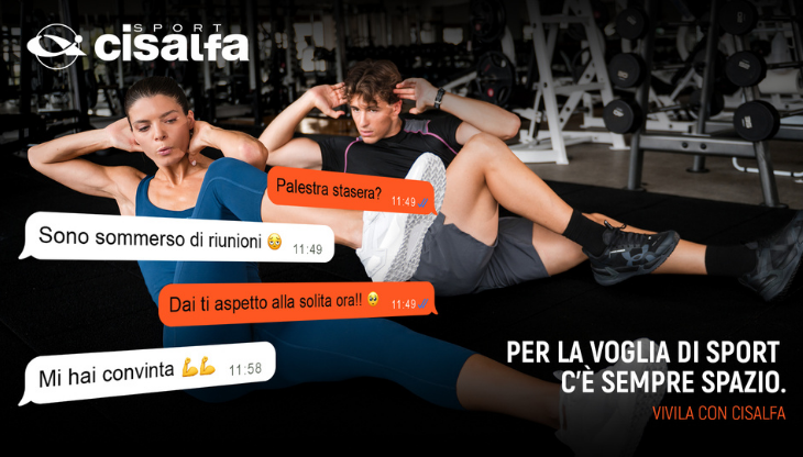 Un'immagine della nuova campagna pubblicitaria di Cisalfa Sport