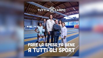 Un'immagine della campagna dedicata a Tutti in Campo con Gianmarco Tamberi e Riccardo Maino