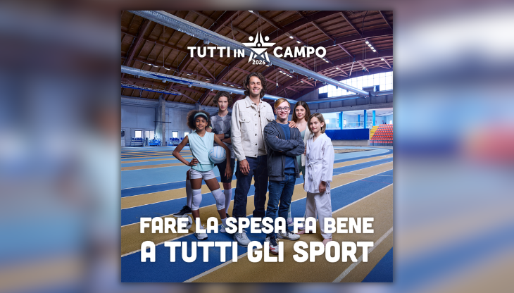 Un'immagine della campagna dedicata a Tutti in Campo con Gianmarco Tamberi e Riccardo Maino